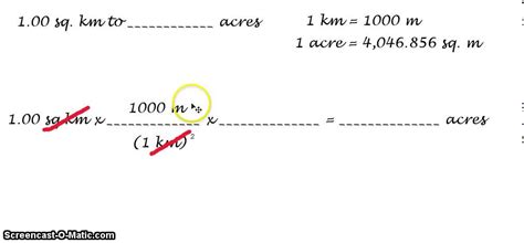 1 acre to km2